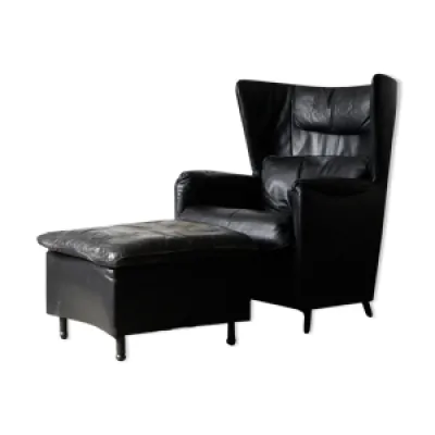 Fauteuil & repose-pieds - cuir