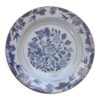Assiette creuse porcelaine - bleu fleurs