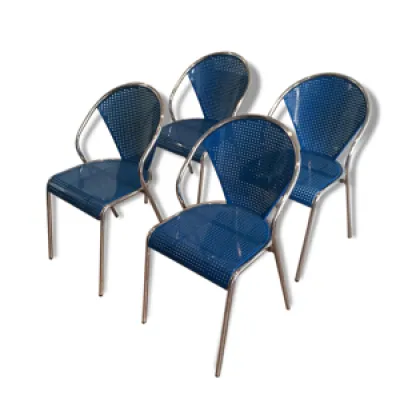 Suite de 4 chaises chromées - assises