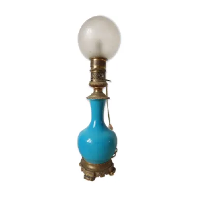 Lampe en céramique turquoise - monture bronze
