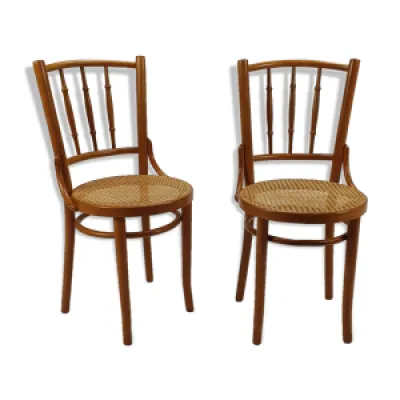 Ensemble de 2 chaises - bois canne