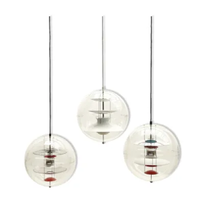 Ensemble de 3 lampes - globe verre suspension