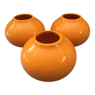 Lot de 3 vases boules - ceramique orange