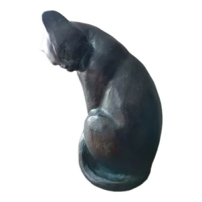 Statue animale de chat - patine verte