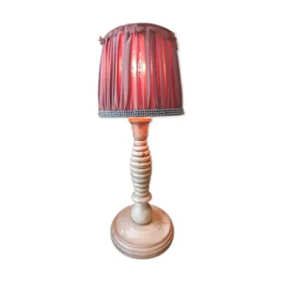 Lampe bois sculpté abat - soie