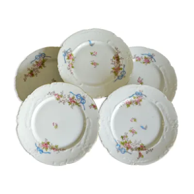 5 assiettes plates porcelaine - limoges