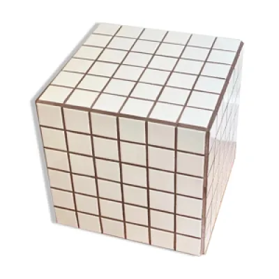 Table d'appoint cube - marron blanc