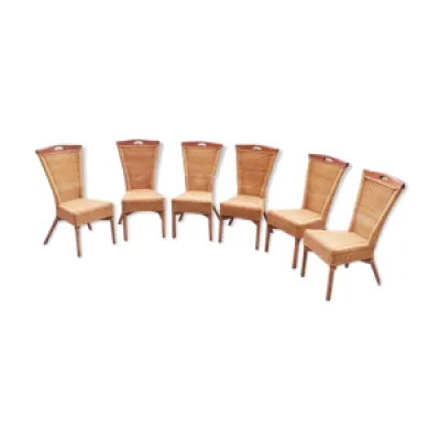 Set de six chaises en - bois rotin