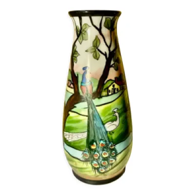Vase art nouveau/art déco ,signature dans décor de Chanele, estampillé sous vase Jules Tieles