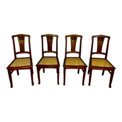 4 chaises époque art - cannage