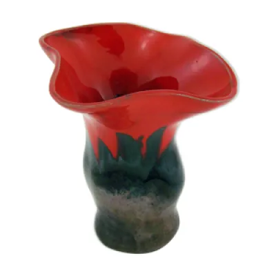 Vase corolle en céramique - noir rouge