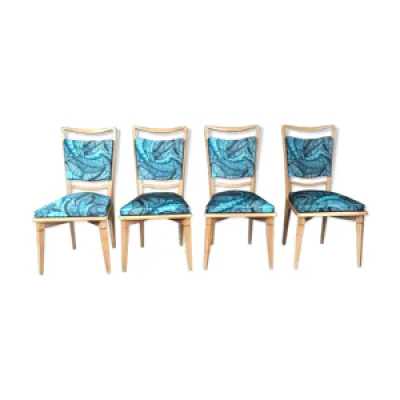 4 chaises à decors de - 1950 palmier