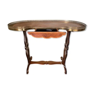 Table rognon dessus marqueterie - bronze