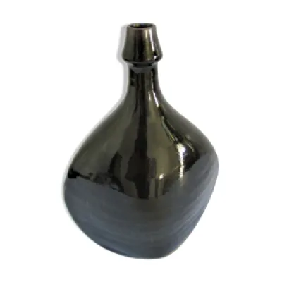 Vase bouteille grès - noir