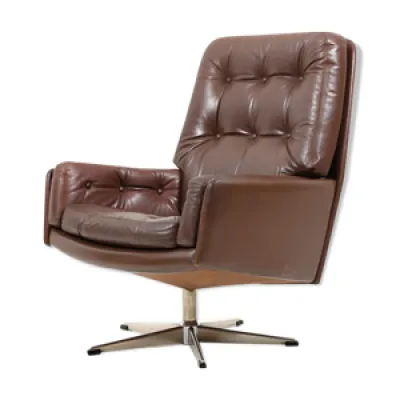 fauteuil danois en cuir - brun