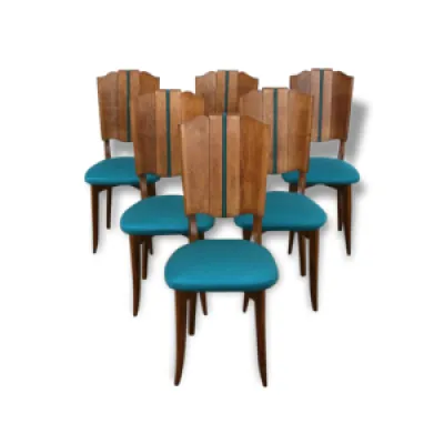 Un lot de 6 chaises turquoises