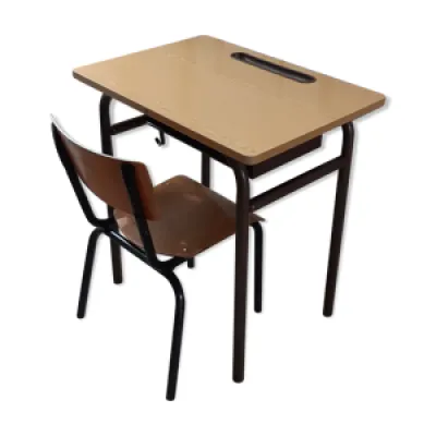 Bureau et chaise d'écolier - formica acier