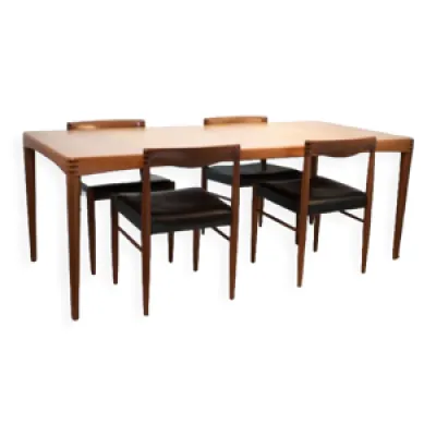 Table et 5 chaises, salle - extensible scandinave palissandre