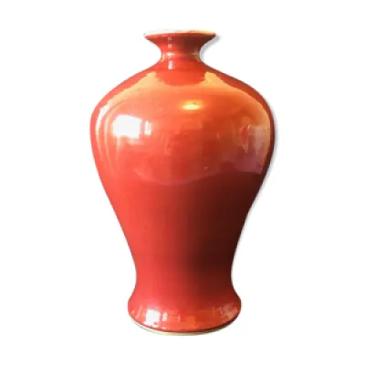 Vase grès émaillé - rouge sang boeuf