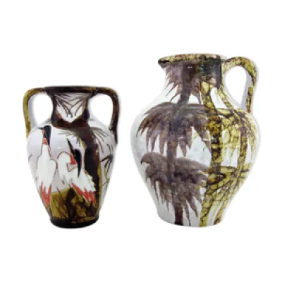 2 vases en céramique - arbres