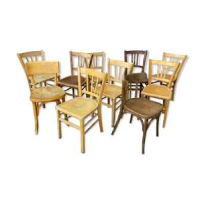 10 chaises bistrot dépareillées - 1960 bois