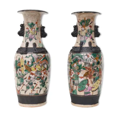 Paire de vases en porcelaine - nankin