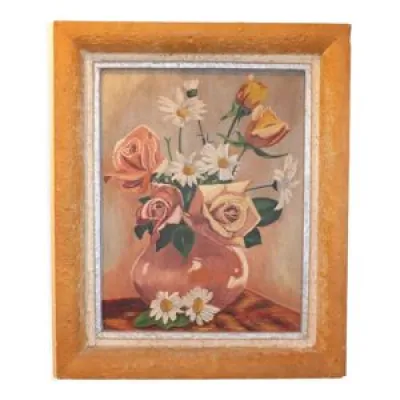 Peinture huile sur toile - bouquet fleurs