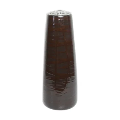 Vase pique fleurs  céramique - marron verre