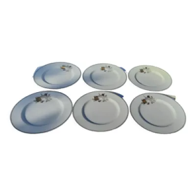 6 assiettes plates  porcelaine - limoges philippe