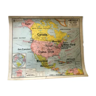Carte pédagogique Amérique - nord