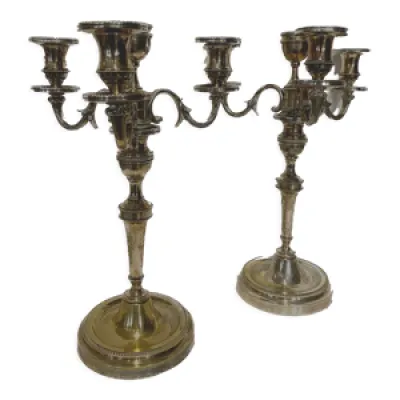 Paire bougeoirs - table bronze