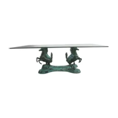 Table basse plaque de - verre bronze