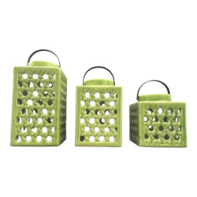 Set trio lanternes decoratives - emaillees