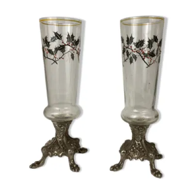 Paire de vases soliflore - napoleon iii verre