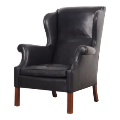 fauteuil en cuir noir, - danemark