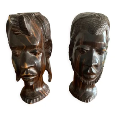 paire de bustes africains
