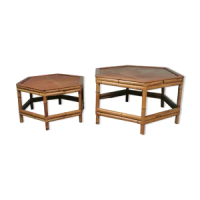 Ensemble 2 tables basses - bambou