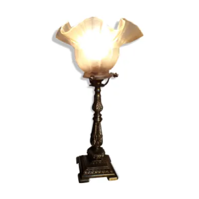 Lampe bronze de chevet - 1900 tulipe