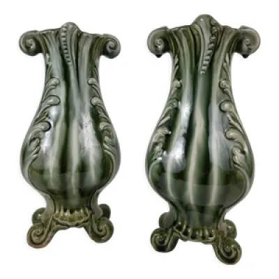 Paire de vases Art nouveau - barbotine onnaing