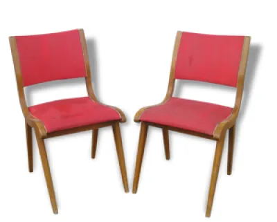 Paire de chaises bois - rouge