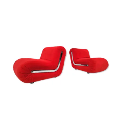 Paire de fauteuils rouges - boomerang