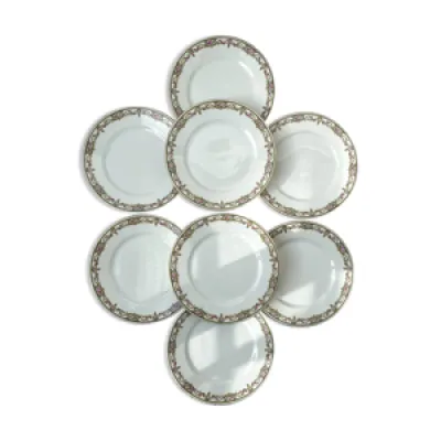 8 assiettes plates porcelaine - limoges motif