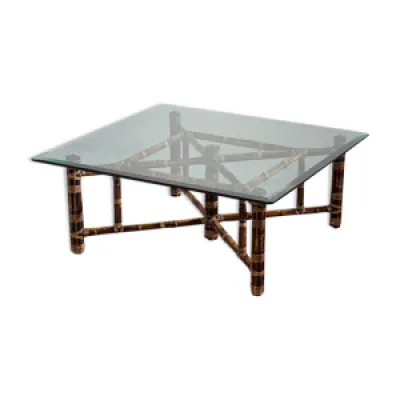 table basse carrée en - bambou 1970