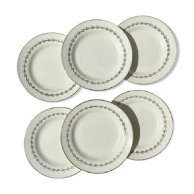 6 assiettes plates porcelaine - digoin