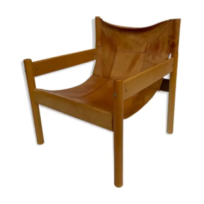 fauteuil safari vintage - cuir cognac