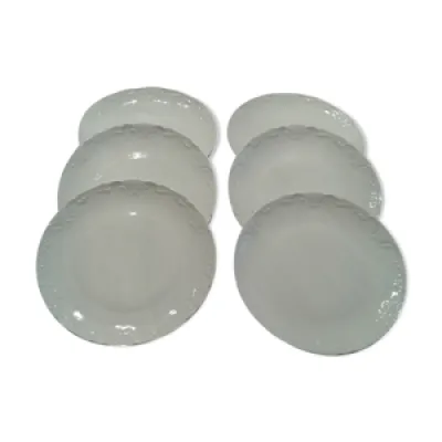 Set de 6 assiettes plates - tharaud porcelaine limoges