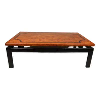 table basse vintage laquée - noire bois