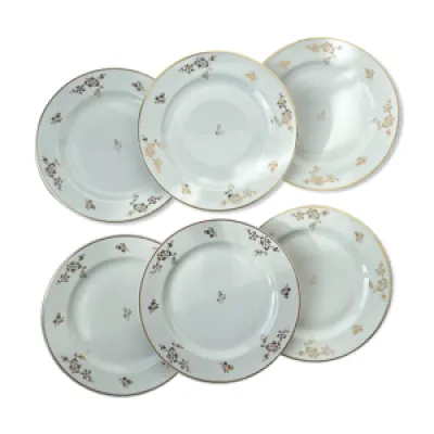 6 assiettes plates porcelaine - blanche limoges