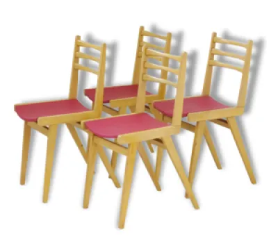 Suite de 4 chaises bistrot - rouge