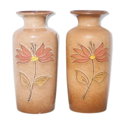 Paire de vase west germany - motif fleur
